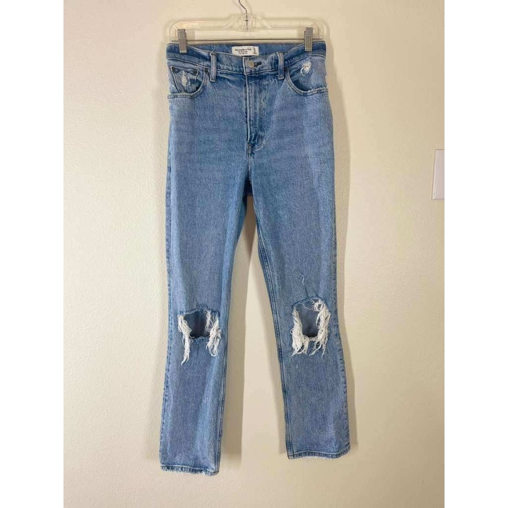 Abercrombie & Fitch The 90s Straight Ultra High Rise Distressed Jeans Blue 27/4